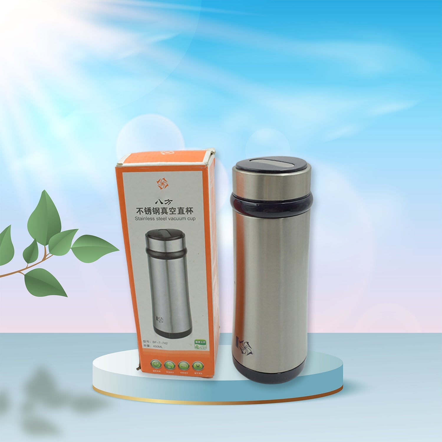 8376 Stainless Steel Water Bottle, Fridge Water Bottle, Stainless Steel Vacuum Cup, Leak Proof, Rust Proof, Cold & Hot Thermos steel Bottle| Leak Proof | Office Bottle | Gym | Home | Kitchen | Hiking | Trekking | Travel Bottle (450 ML)