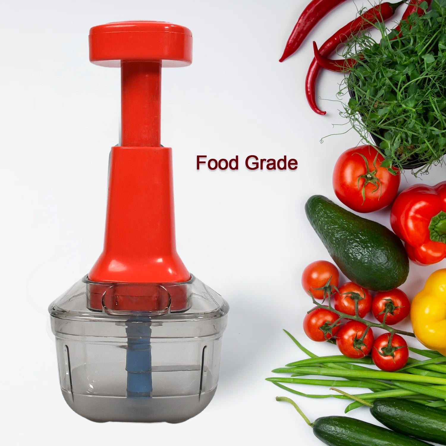 5351 Manual Food Push Chopper And Hand Push Vegetable Chopper, Cutting Chopper For Kitchen With 3 Stainless Steel Blade ( B Grade Chopper ) DeoDap