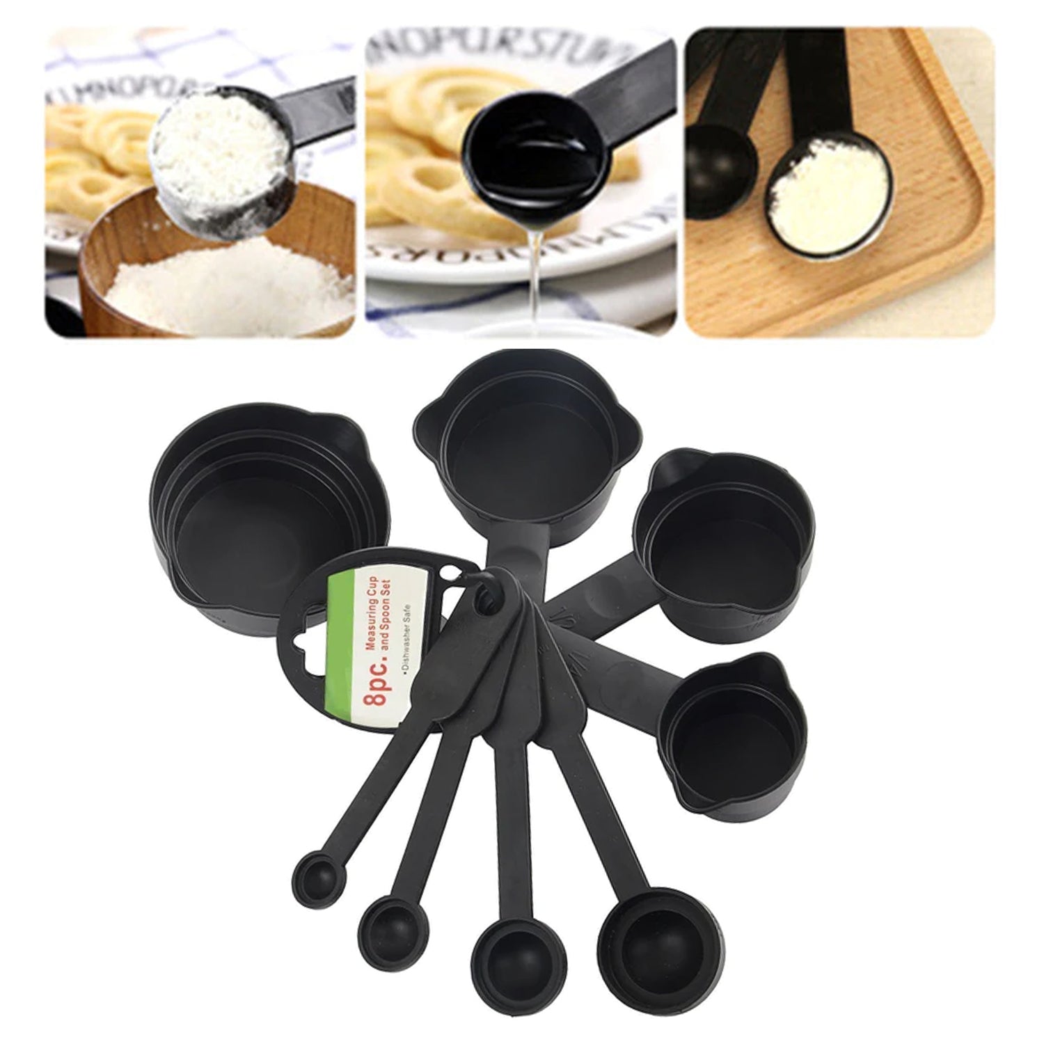 106 Plastic Measuring Cups and Spoons (8 Pcs, Black) Homeworld company