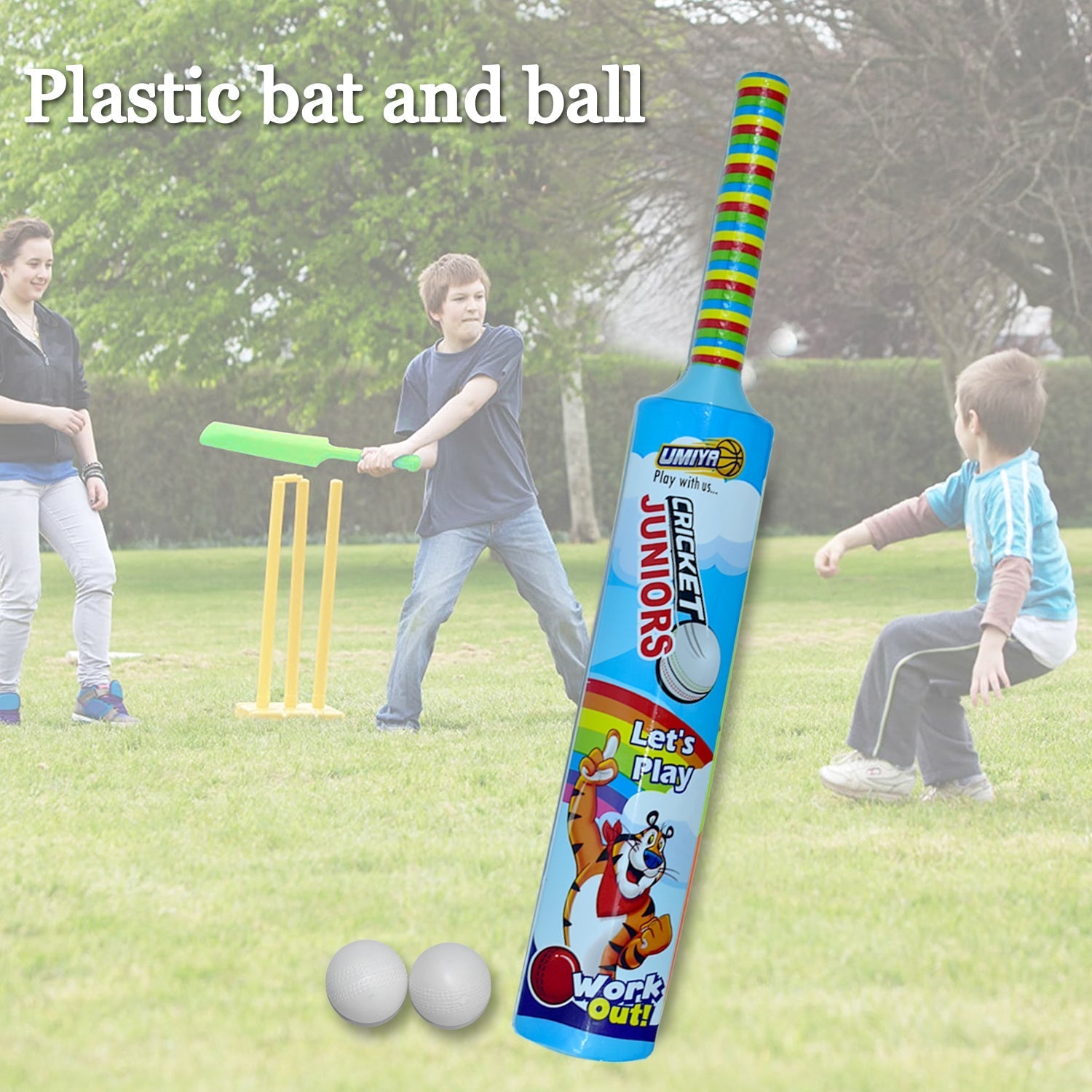 8023 Combo of Light Weight Plastic Bat, Ball & Hockey for Kids DeoDap