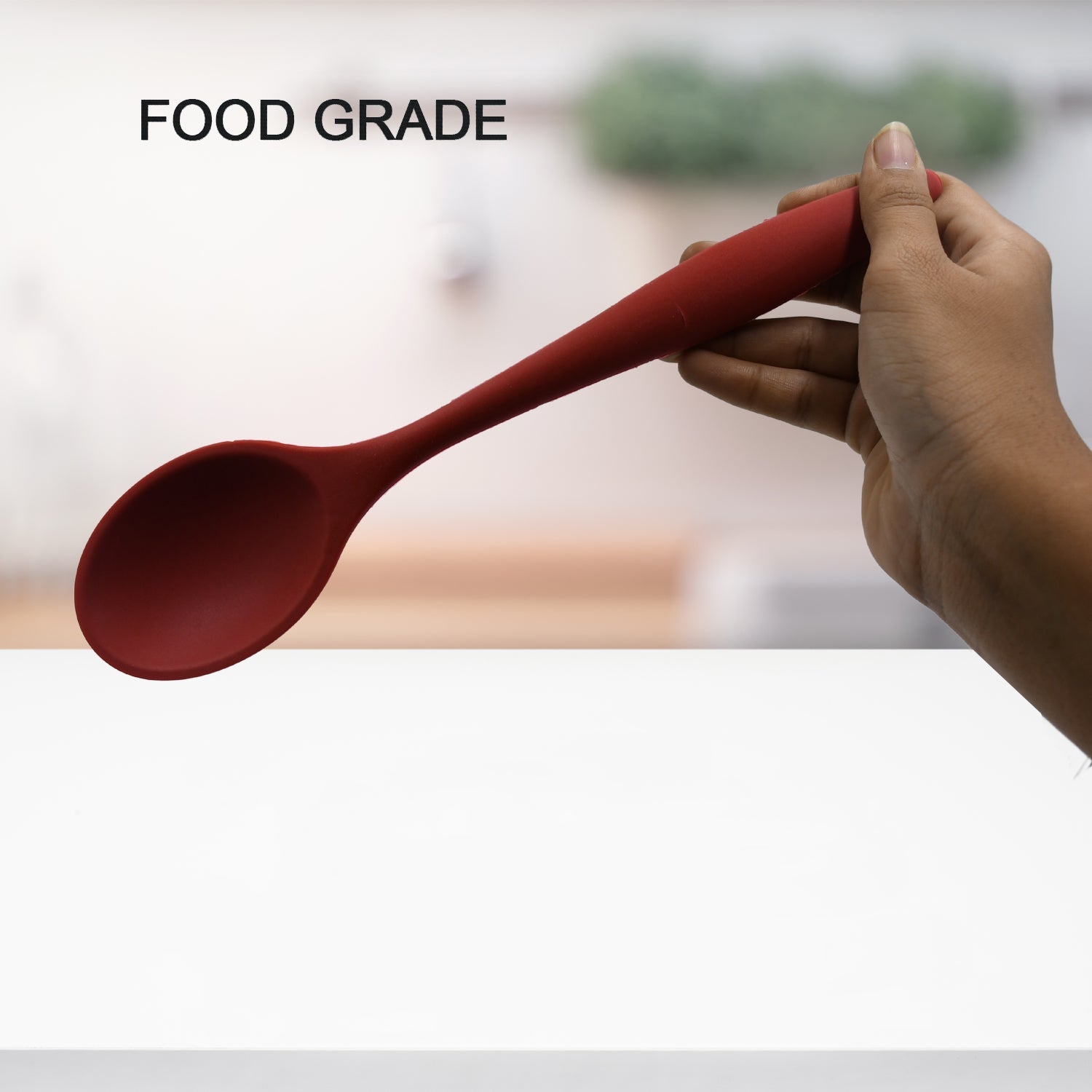 5442 HEAT RESISTANT SILICONE BASTING SPOON NON-STICK SPOON HYGIENIC SOLID COATING COOKWARE KITCHEN TOOLS (27CM)