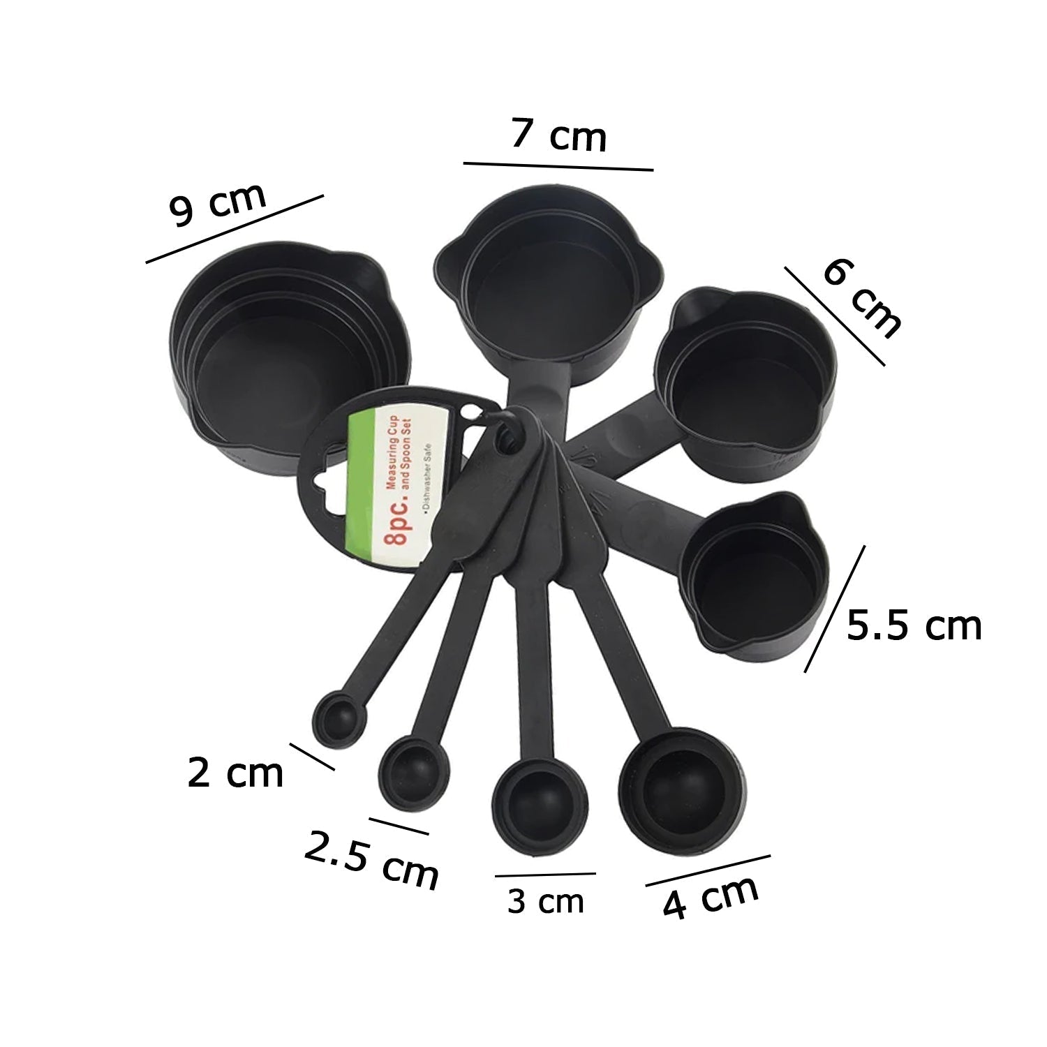 106 Plastic Measuring Cups and Spoons (8 Pcs, Black) Homeworld company