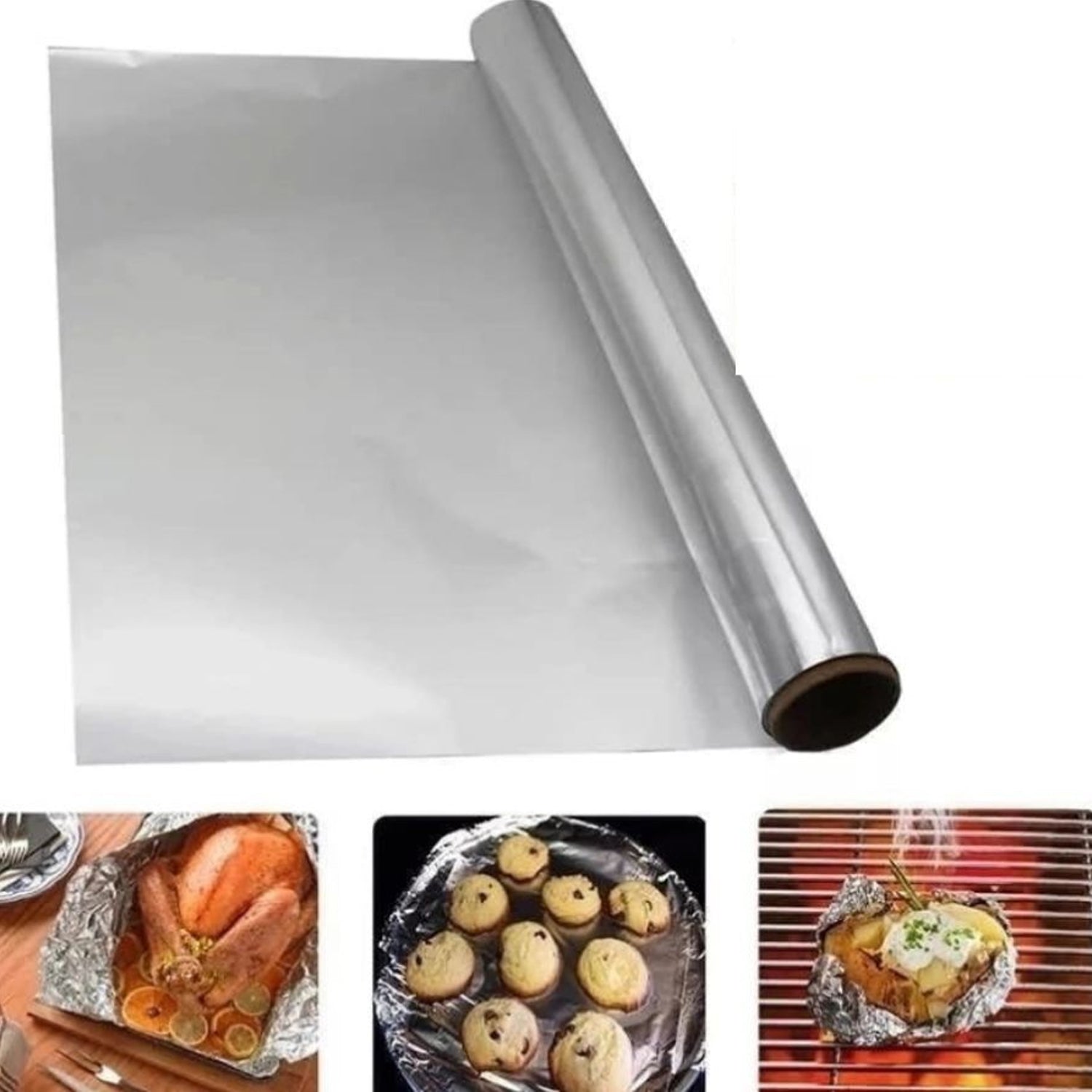 5989 Premium Quality Food Grade Aluminum Foil Roll Heavy Duty Non Stick Thick Aluminum Foil Sheet Baking Grilling Tool 72Mtr (1Pc)