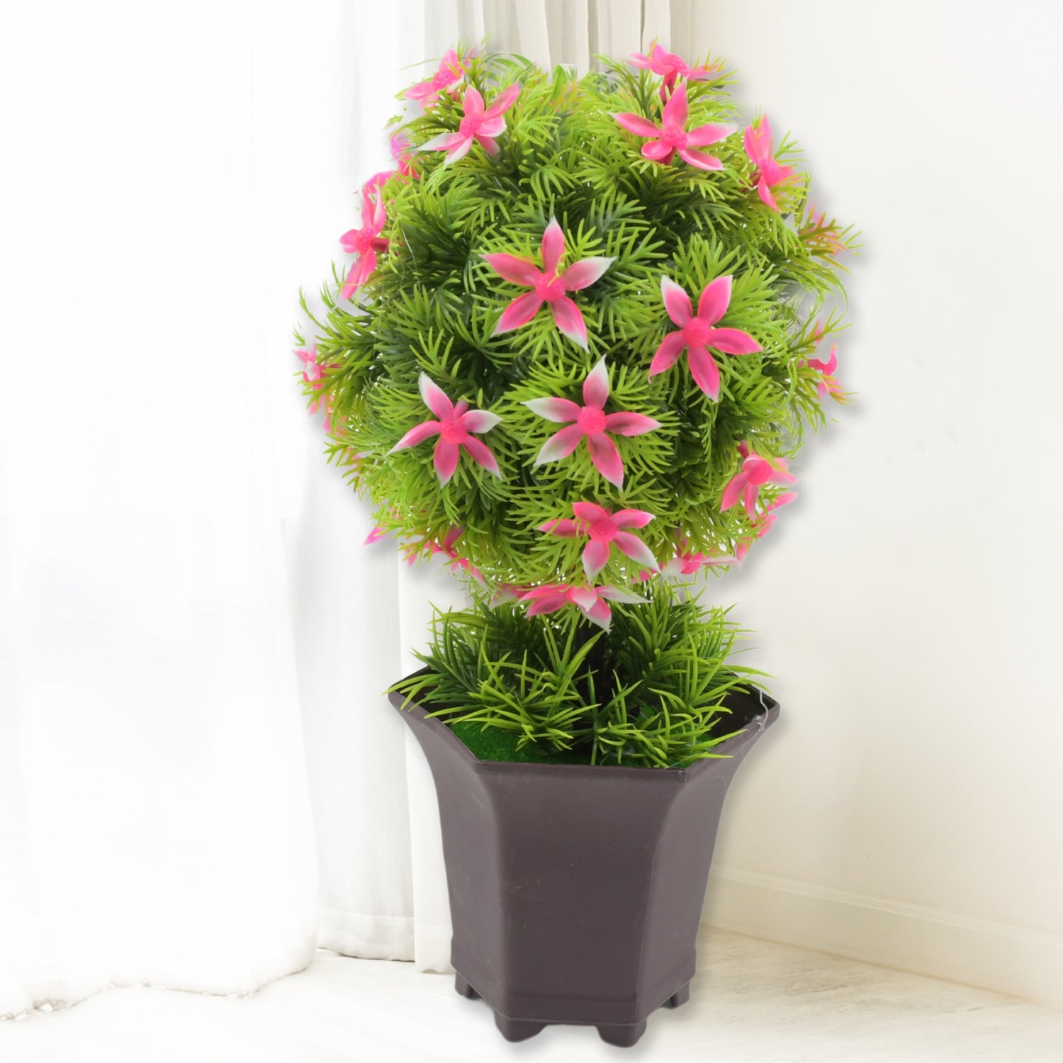 Wild Artificial Flower Plants with Cute Pot | Flower Plant for Home Office Decor | Tabletop and Desk Decoration | Artificial Flower for Balcony Indoor Decor, Plants for Living Room (1 Pc)