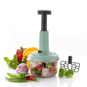 5102 2in1 push chopper 800ml Stainless Steel Blade Quick & Powerful Manual Hand Held Food Chopper to Chop & Cut Fruits, Vegetables, Herbs, Onions for Salsa, Salad Deodap