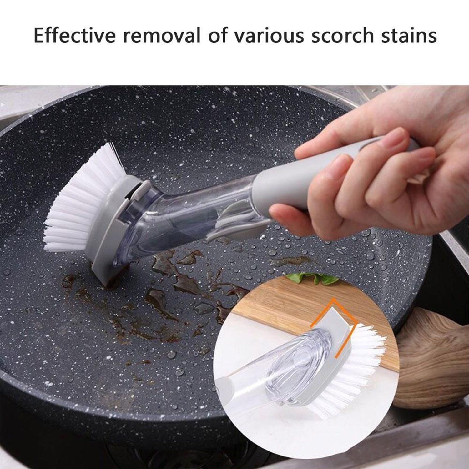 1271A 2-in-1 Dishwashing Brush, Long Handle Wash Pot Brush Washing Dish DeoDap