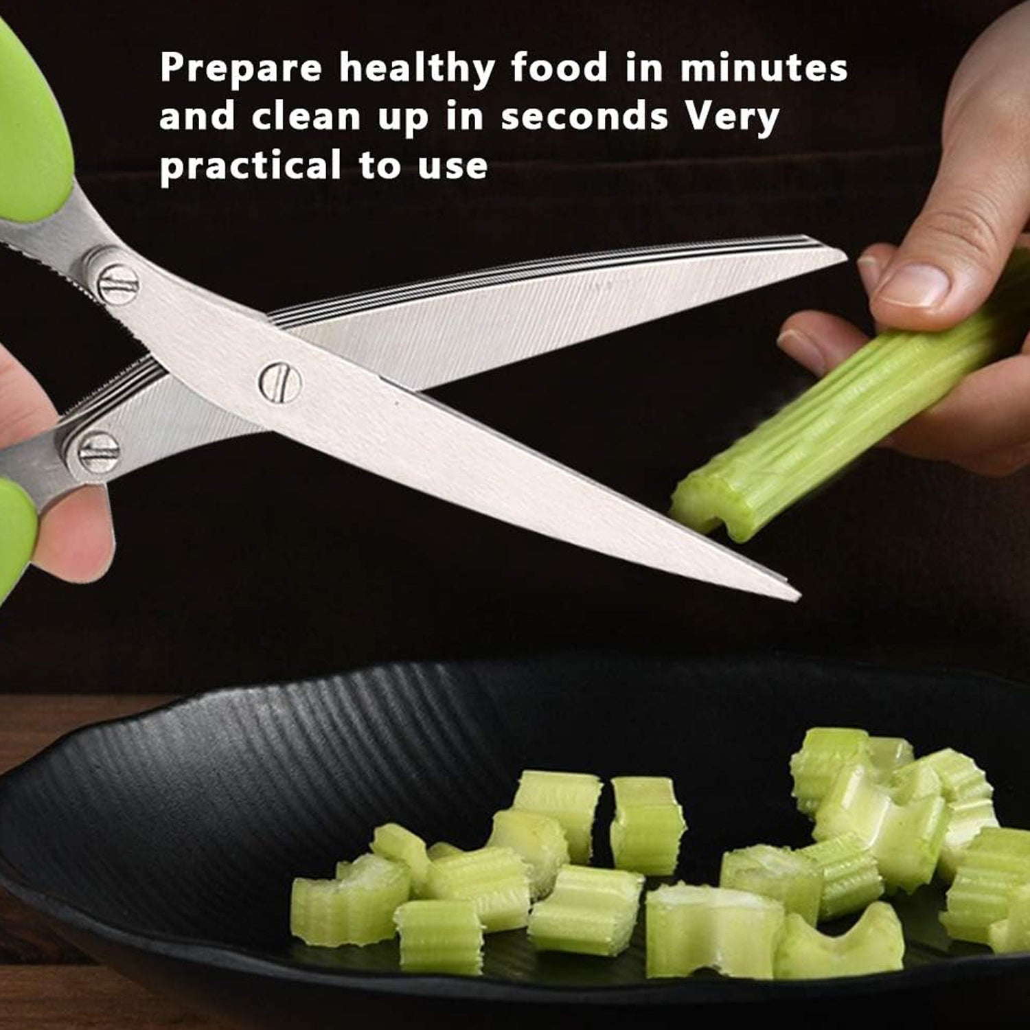 1564 Multifunction Vegetable Stainless Steel Herbs Scissor with 3 Blades