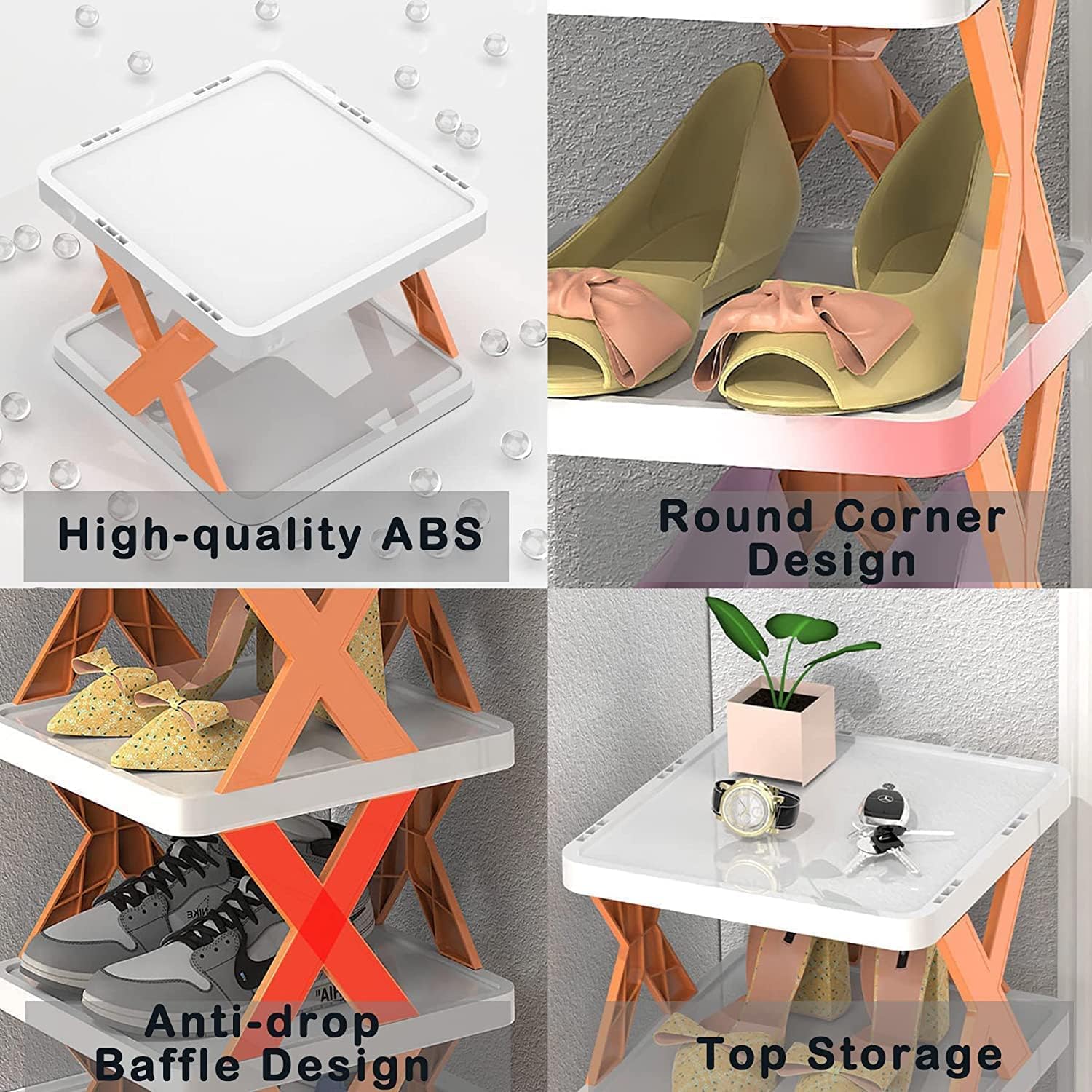 9054 6 Layer Shoe Rack Design Lightweight Adjustable Plastic Foldable Shoe Cabinet Storage Portable Folding Space Saving Shoe Organizer Home and Office DeoDap