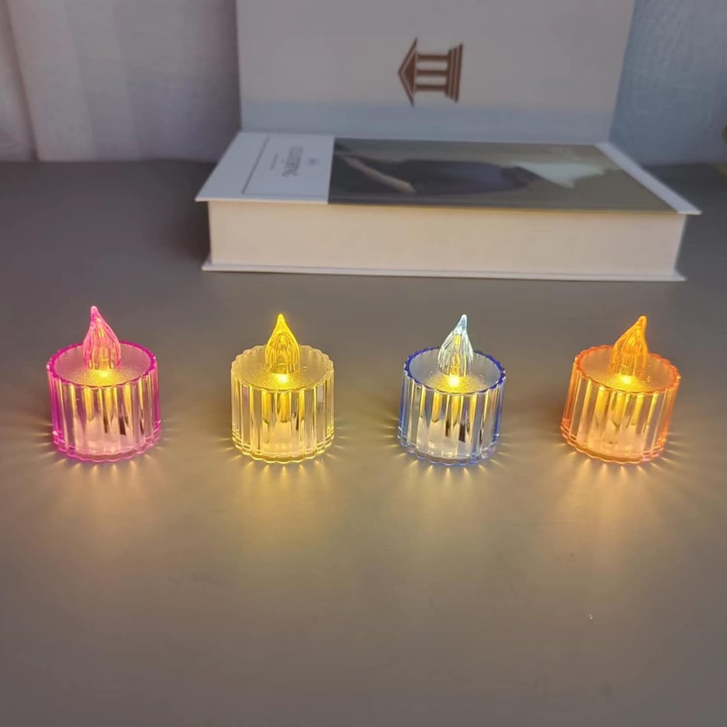 12 Pcs Flameless and Smokeless Decorative Acrylic Candles Transparent Led Tea Light Candle for Gifting, House, Diwali, Christmas, Festival, Events Decor Candles