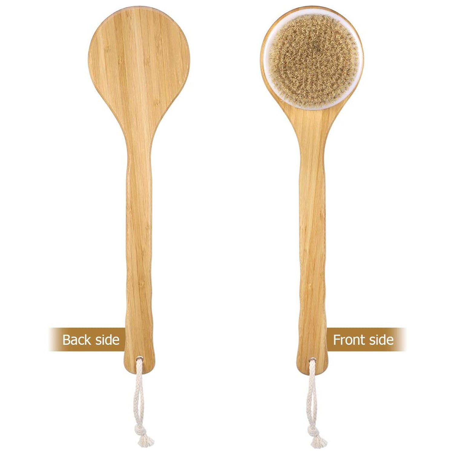 6700 Body Brush Dry Brushing Back Scrubber Shower Bath Brush Bamboo Long Handle Natural Bristles exfoliating Massage Improve Blood Circulation Cellulite DeoDap