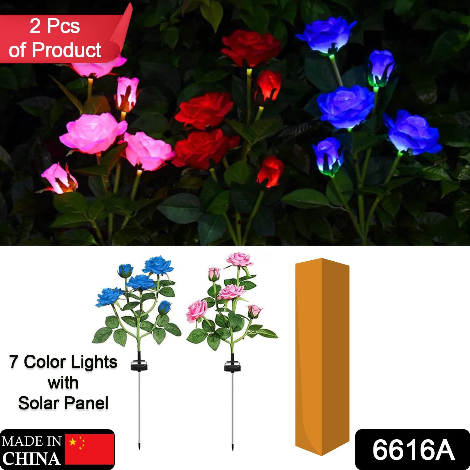 6616A Garden Solar Outdoor Rose Lights Decorative , Waterproof Flower Light for Garden Patio Landscape Pathway Yard Holiday Decoration DeoDap