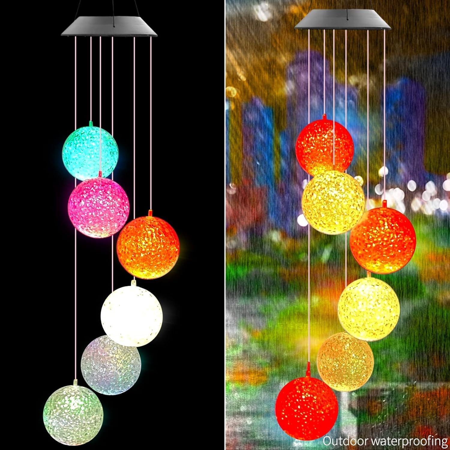 8317L Solar Crystal Ball , Color Changing Solar Powered LED Hanging Light Mobile for Patio Yard Garden Home Outdoor Night Decor, Gifts