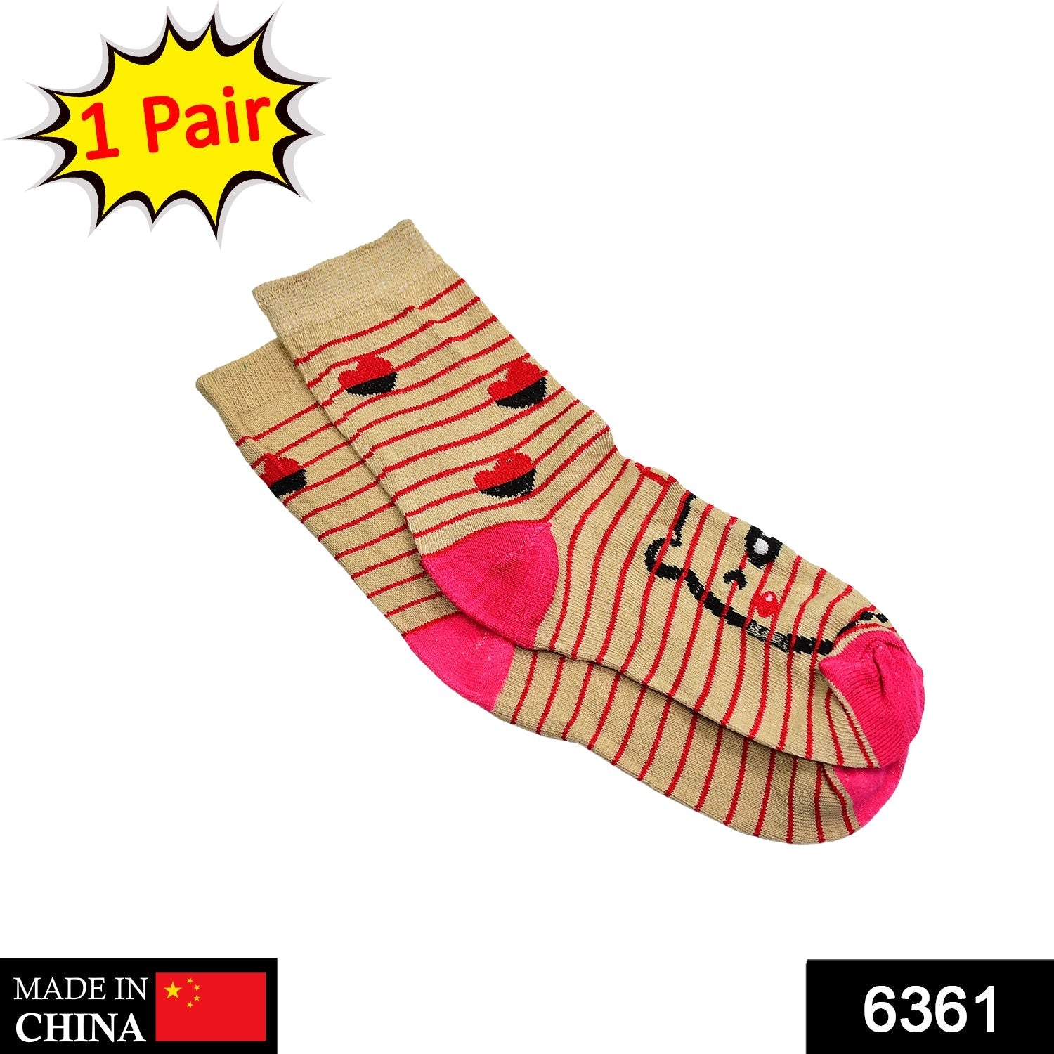 6361 1PAIR SOCKS PRINTED TRENDY MULTIPLE DESIGNER SOCKS DeoDap