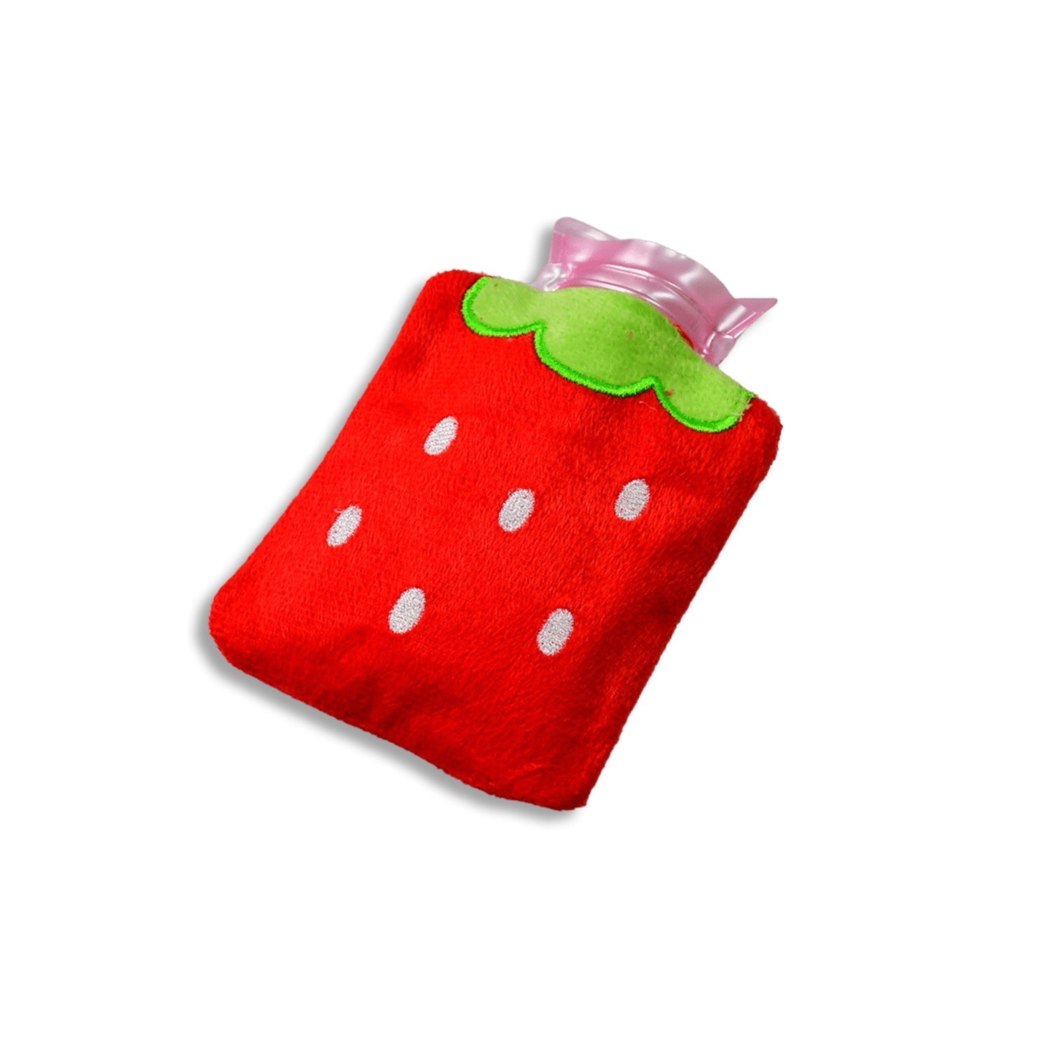 6516 Strawberry small Hot Water Bag with Cover for Pain Relief, Neck, Shoulder Pain and Hand, Feet Warmer, Menstrual Cramps.