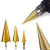 437 -3X Large HSS Steel Step Cone Drill Titanium Bit Set Hole Cutter (4-32, 4-20, 4-12mm) DeoDap