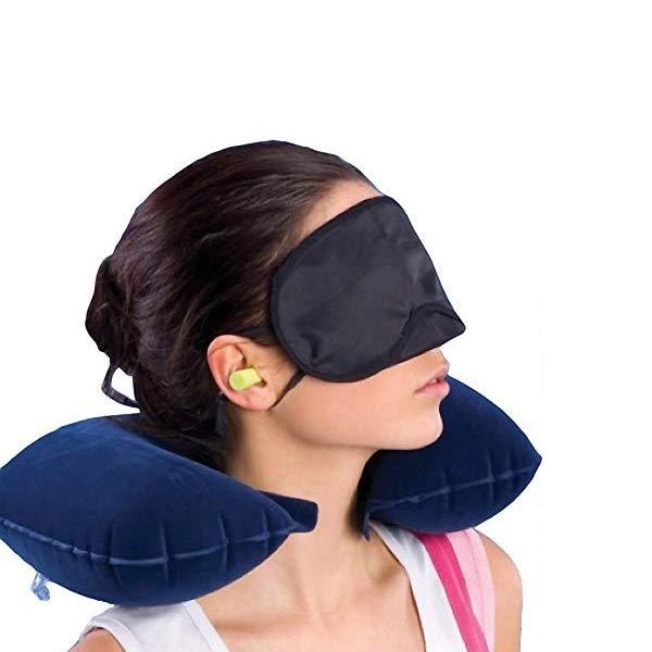 505 -3-in-1 Air Travel Kit with Pillow, Ear Buds & Eye Mask Homeworld company WITH BZ LOGO