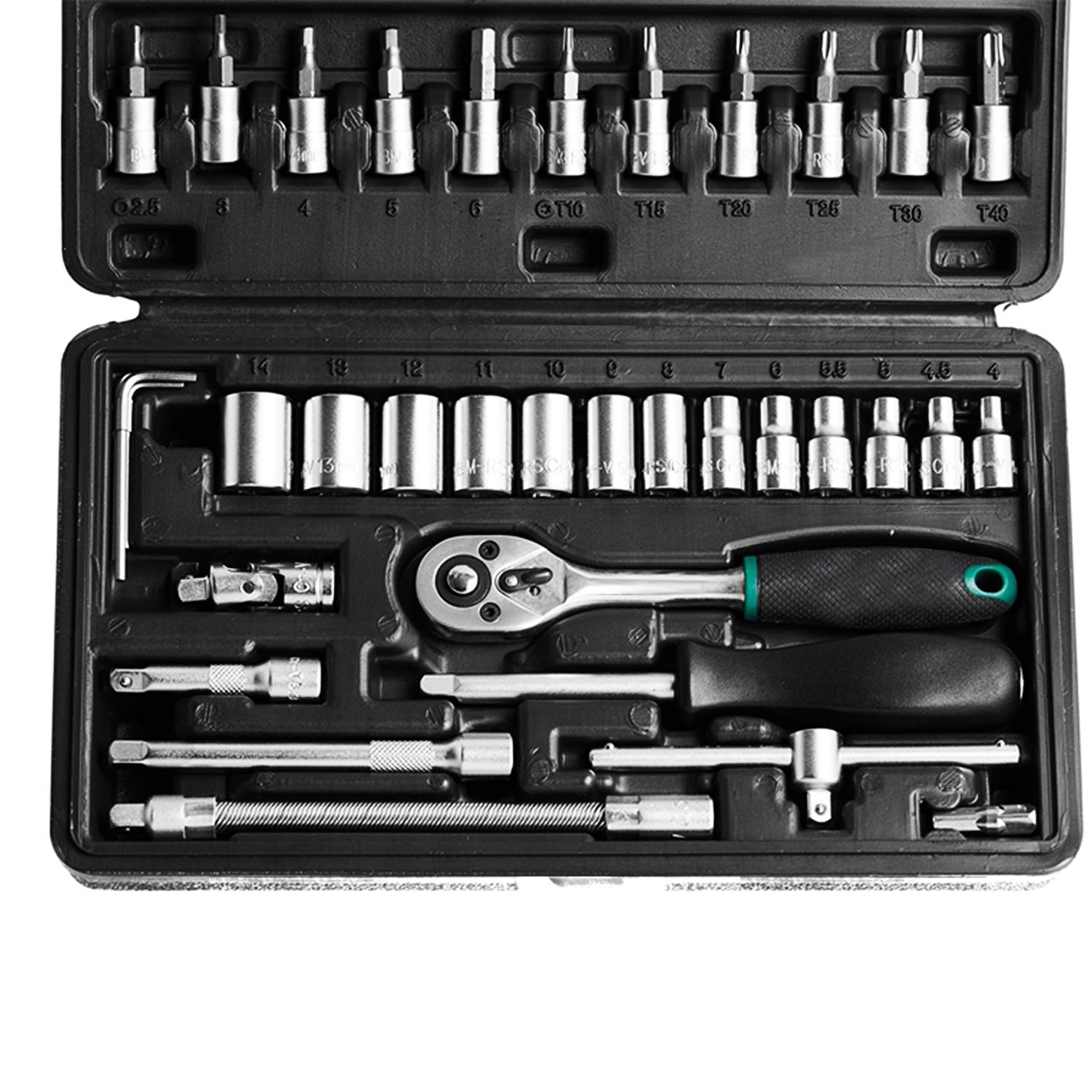 0452 -46pcsMetal 1 / 4" Socket Set (Black, 46pcs)