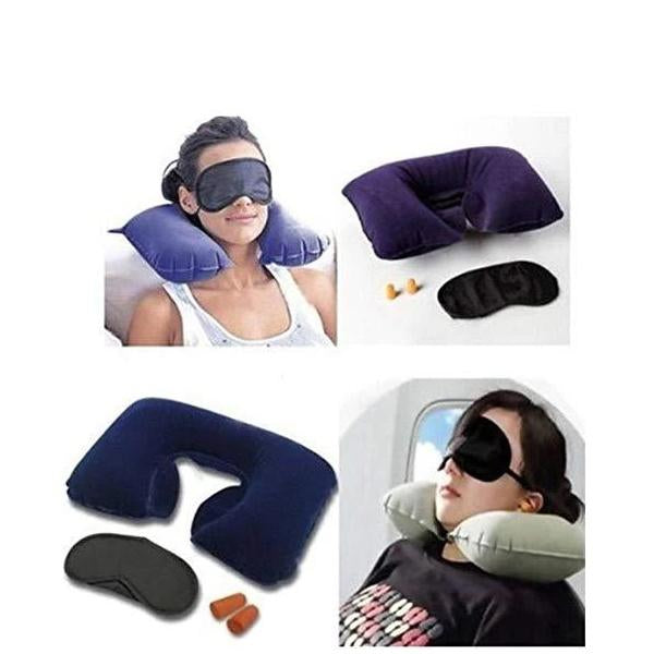 505 -3-in-1 Air Travel Kit with Pillow, Ear Buds & Eye Mask Homeworld company WITH BZ LOGO