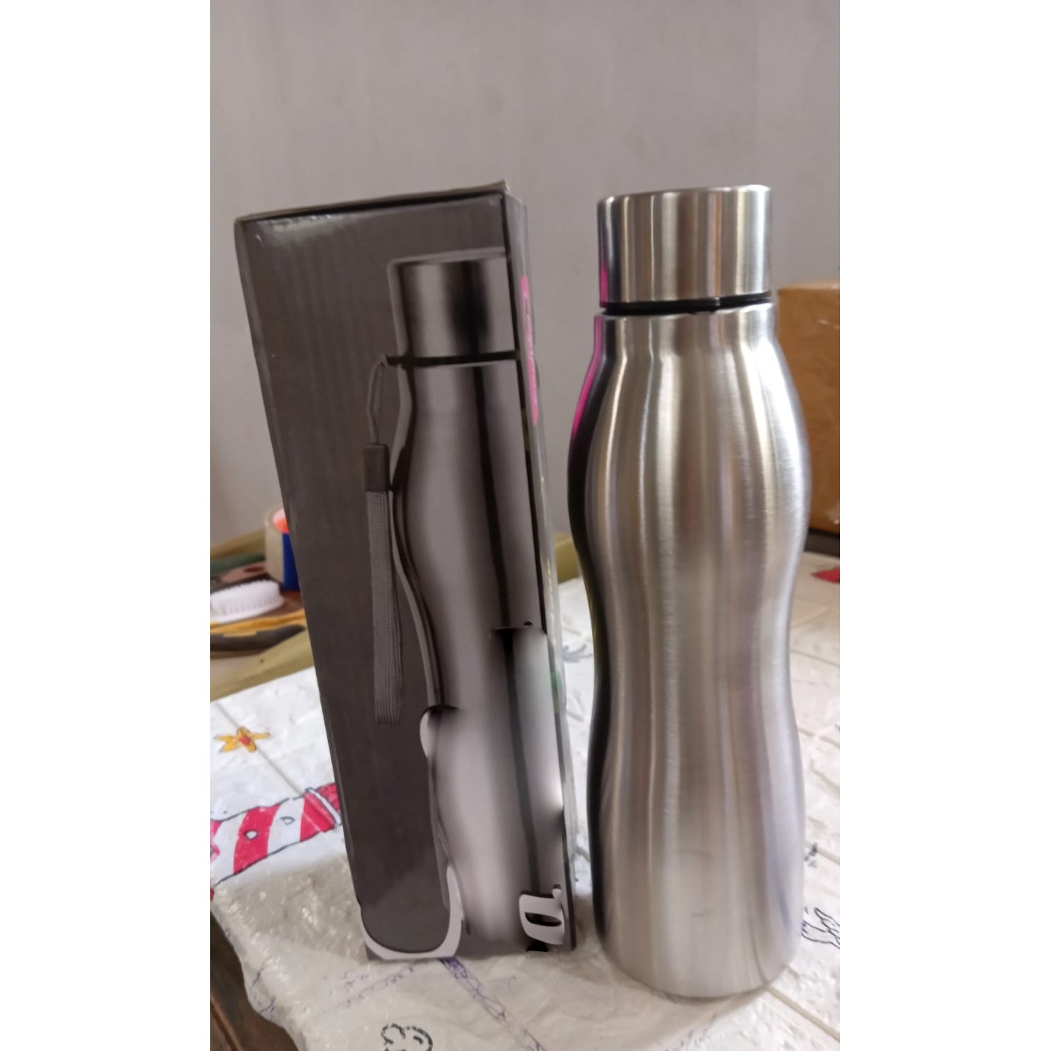 6894 Splash Stainless Steel Water Bottle, Fridge Water Bottle, Stainless Steel Water Bottle Leak Proof, Rust Proof | Leak Proof | Office Bottle | Gym Bottle | Home | Kitchen | Hiking | Treking Bottle | Travel Bottle (1000 ml, Silver, Pack of 1)