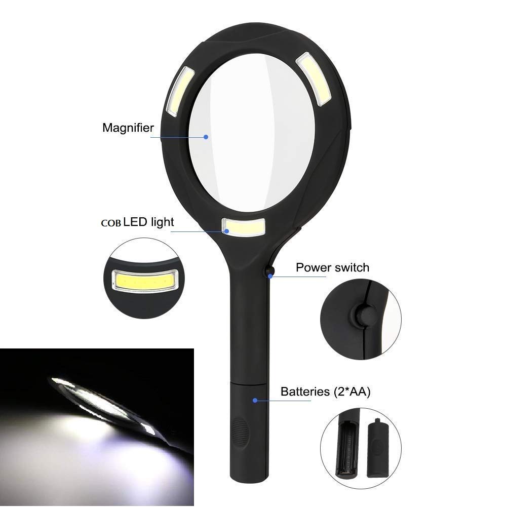 1573 Magnifying Glass with 3 Led Light 3X Power and Rubberized Handle DeoDap