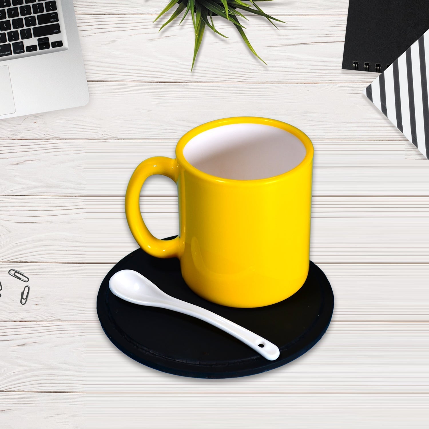 4948 Yellow Coffee Mug With Spoon Ceramic Mugs to Gift your Best Friend Tea Mugs Coffee Mugs Microwave Safe. DeoDap