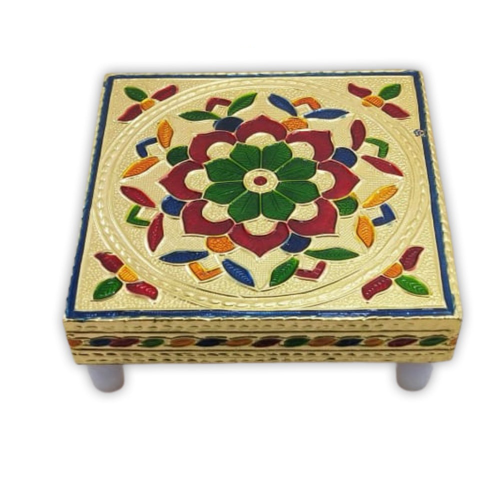 2122 Multipurpose Traditional Decorative Design Wooden Chowki/Bajot DeoDap