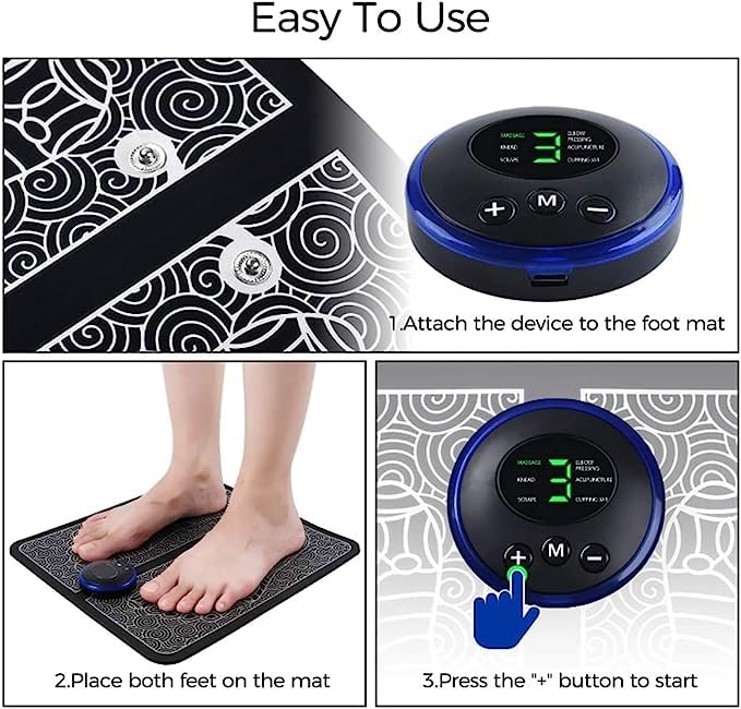 6931  EMS Foot Massager, Electric Feet Massager, Deep Kneading Circulation Foot Booster for Feet and Legs Muscle Stimulator, Folding Portable Electric Massage Machine