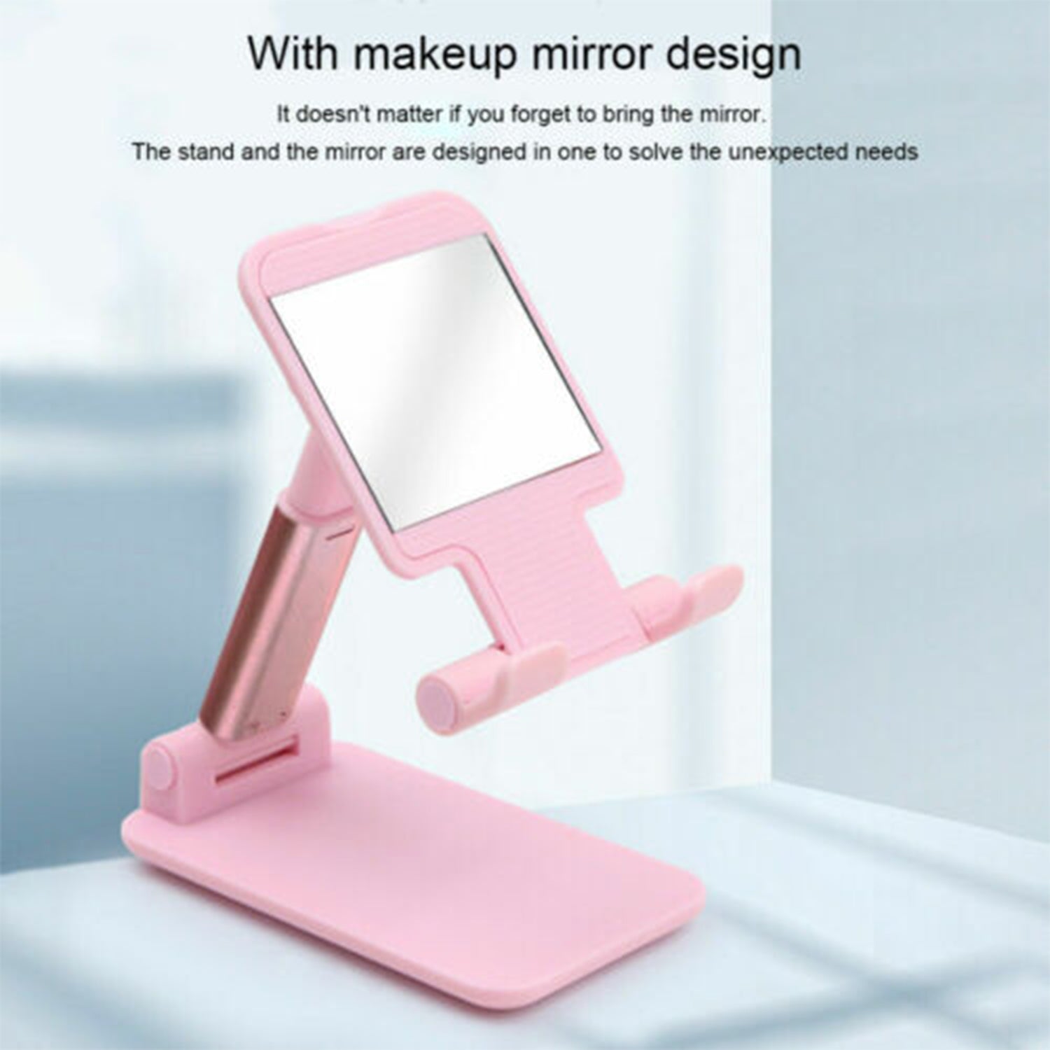 6636 Desktop Cell Phone Stand Phone Holder with mirror Full 3-Way Adjustable Phone Stand for Desk Height + Angles Perfect As Desk Organizers and Accessories. DeoDap