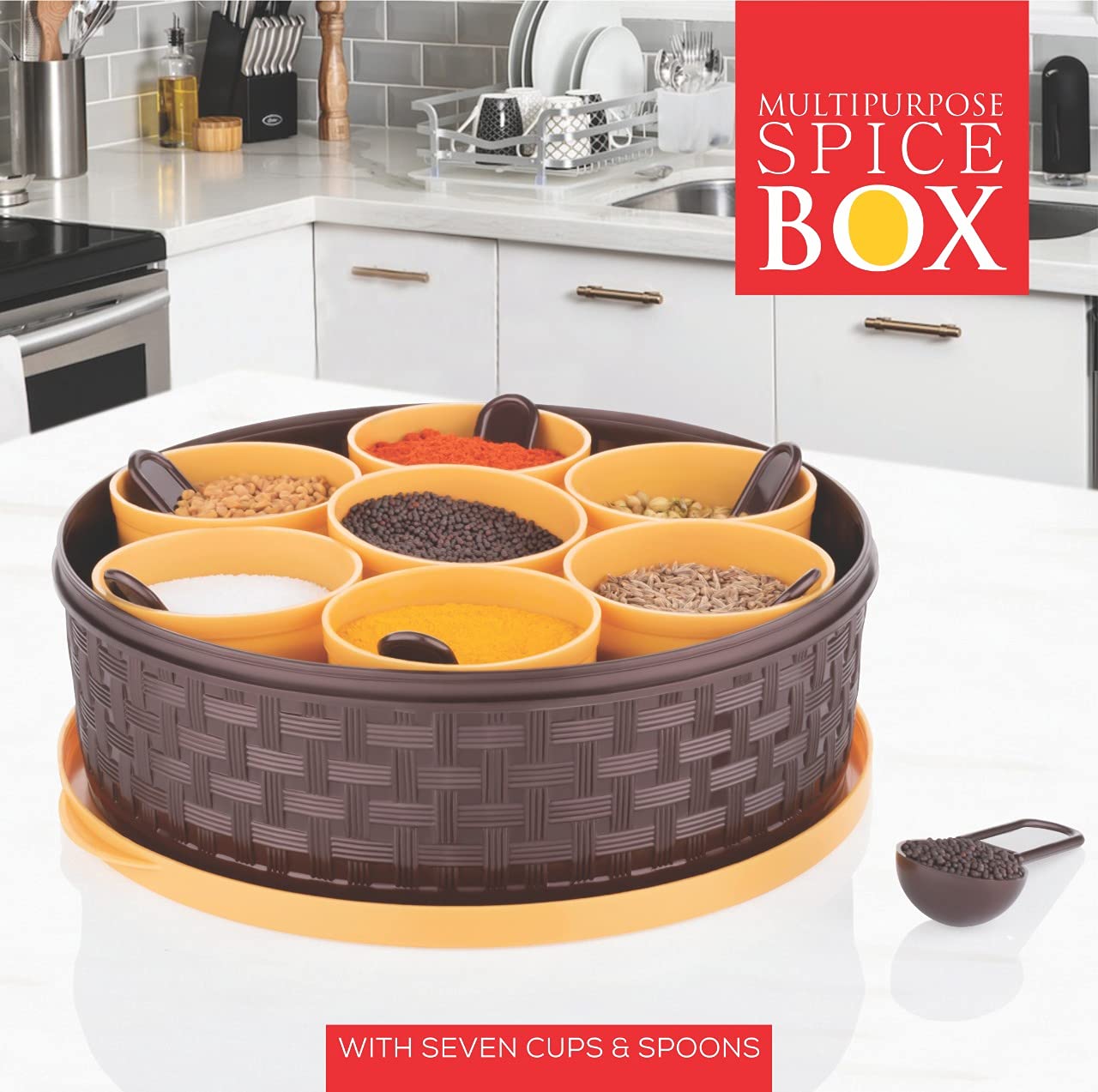 2509 Round Plastic Masala Spice Box DeoDap