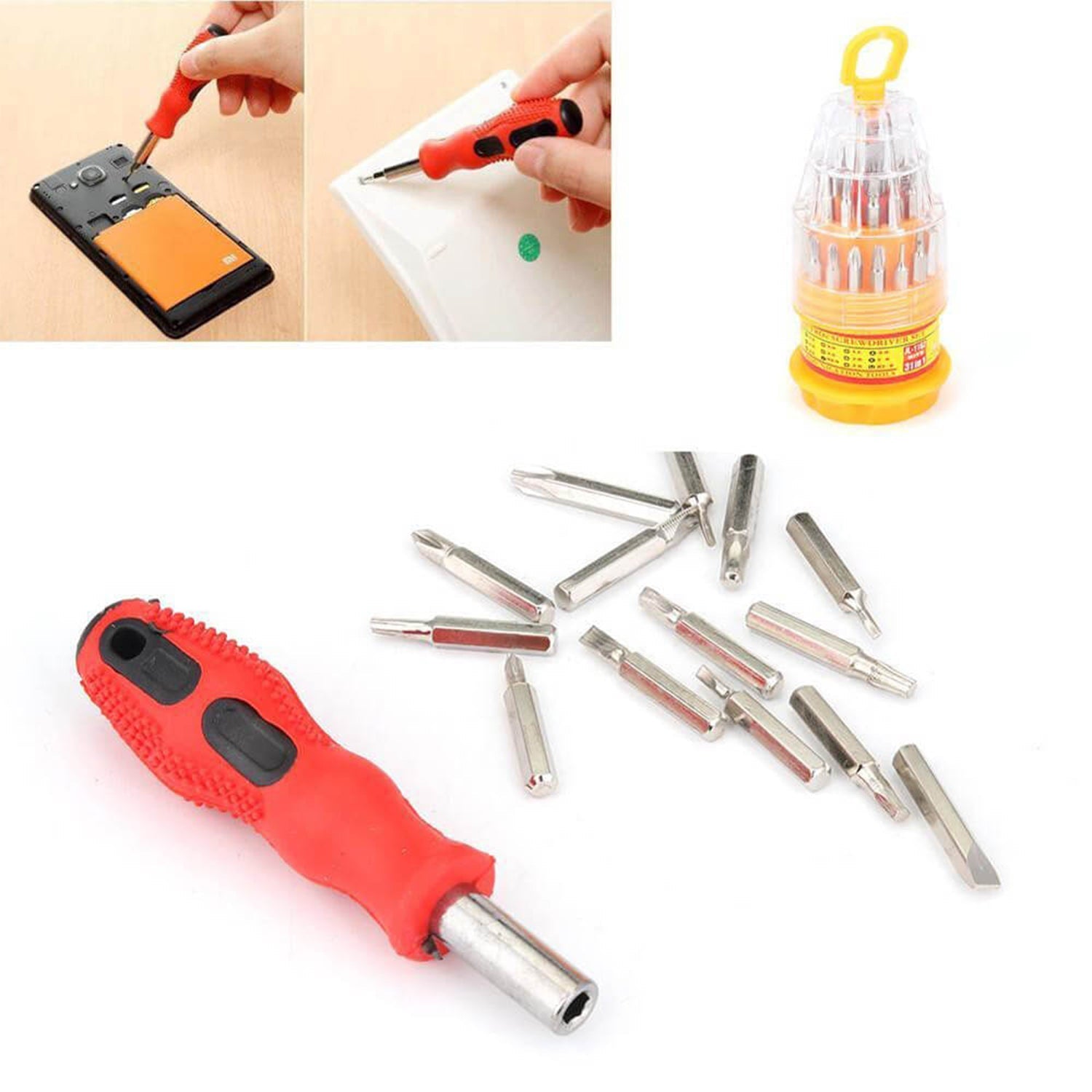 9110 (SET OF 4PC) SCREWDRIVER SET, STEEL 31 IN 1 WITH 30 SCREWDRIVER BITS, PROFESSIONAL MAGNETIC DRIVER SET DeoDap