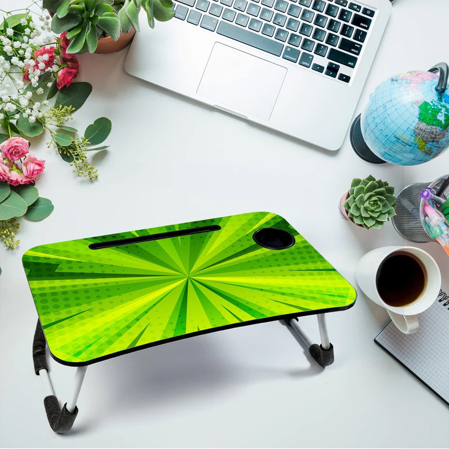 7695 Ben 10 Design Foldable Bed Study Table Portable Multifunction Laptop Table Lapdesk for Children Bed Foldable Table Work Office Home with Tablet Slot & Cup Holder