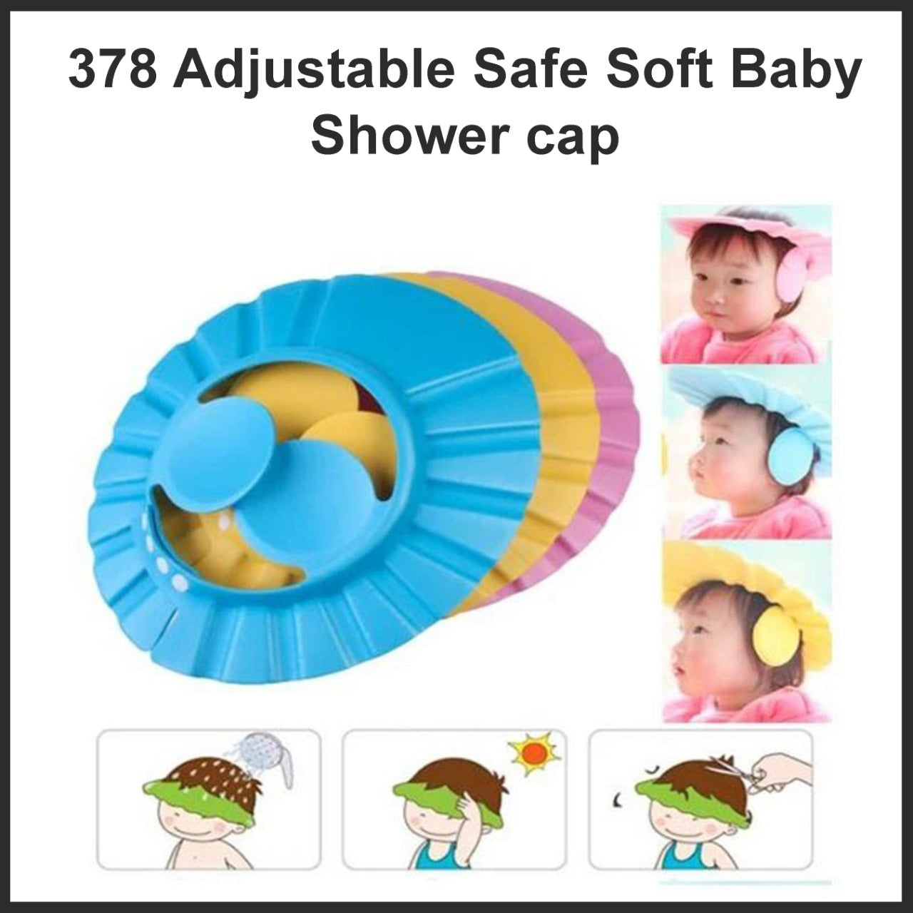 0378 Adjustable Safe Soft Baby Shower cap Homeworld company