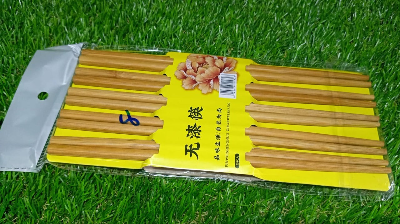 2957 Designer Natural Round Bamboo Reusable Chopsticks DeoDap