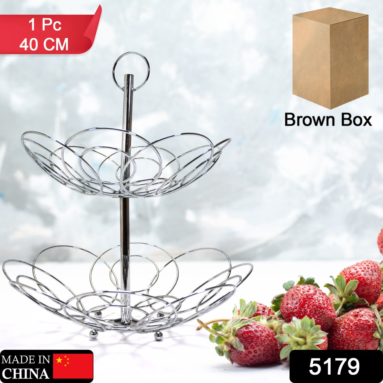 5179 2Tier Fruit Bowl Steel 40cm For Kitchen Use DeoDap