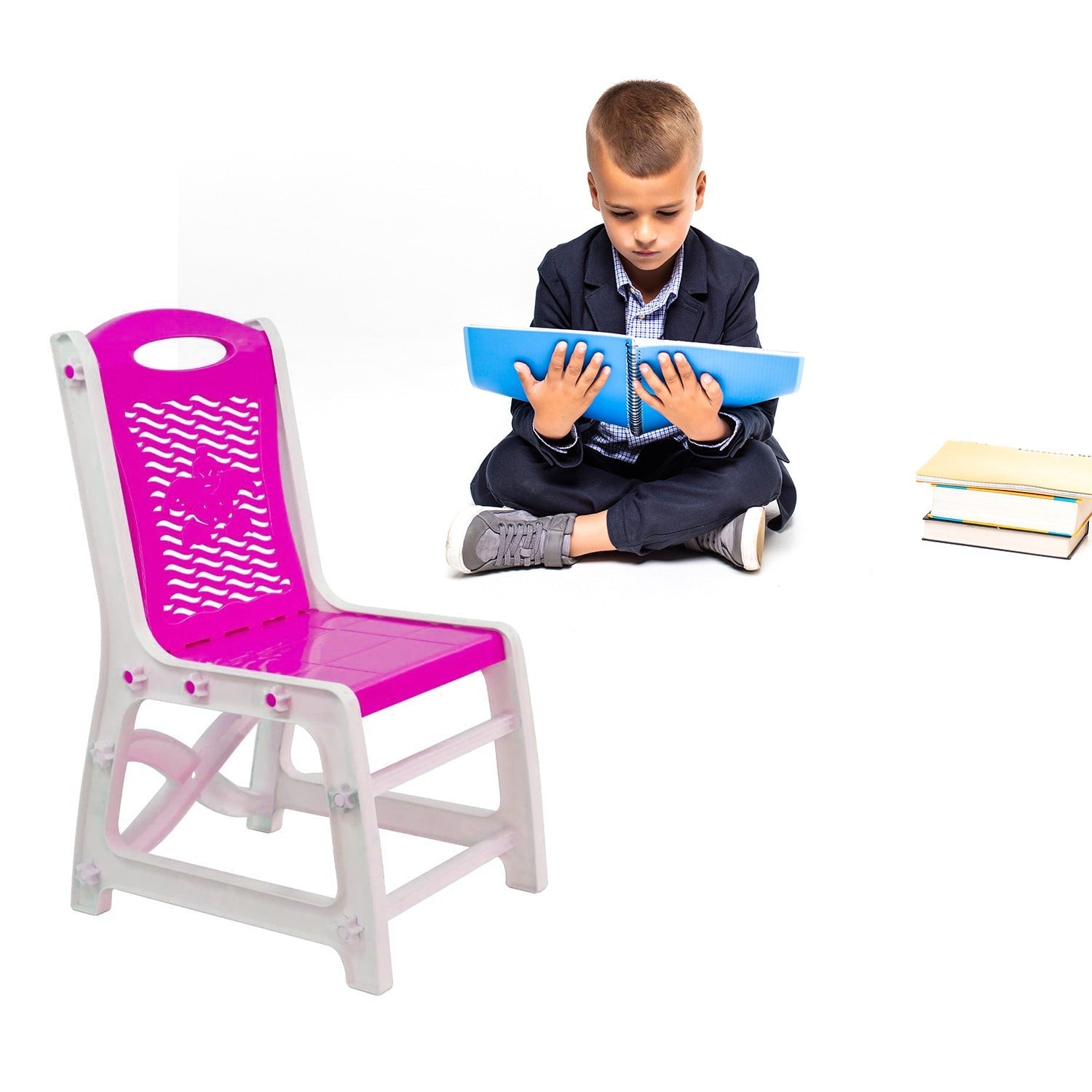 4631 Study Table And Chair Set For Boys And Girls With Small Box Space For Pencils Plastic High Quality Study Table (Pink)