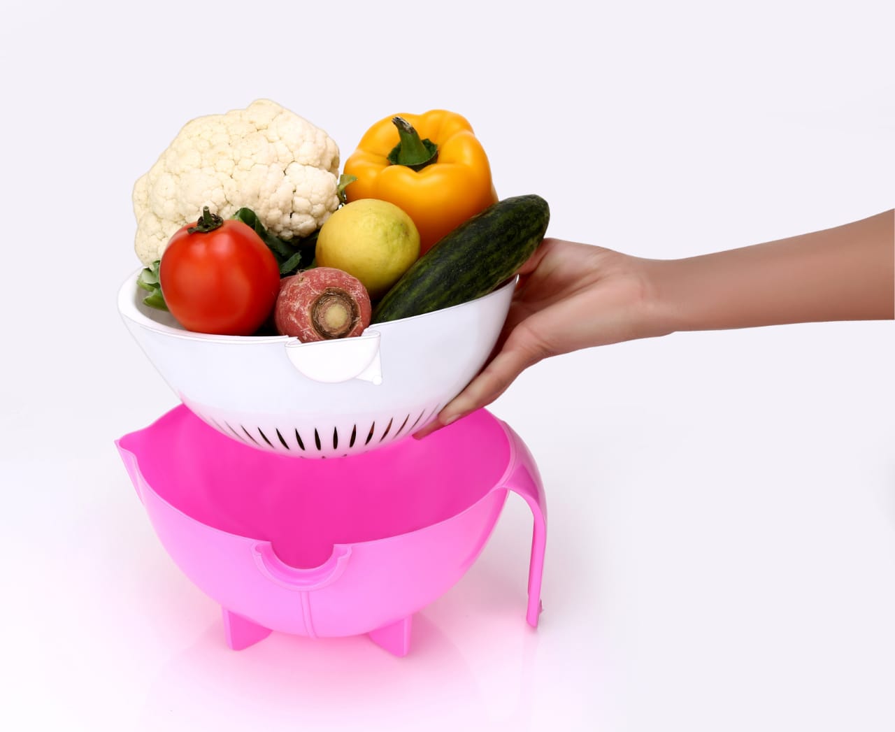 2214 Multifunctional Vegetable Fruits Cutter Shredder with Rotating Drain Basket DeoDap