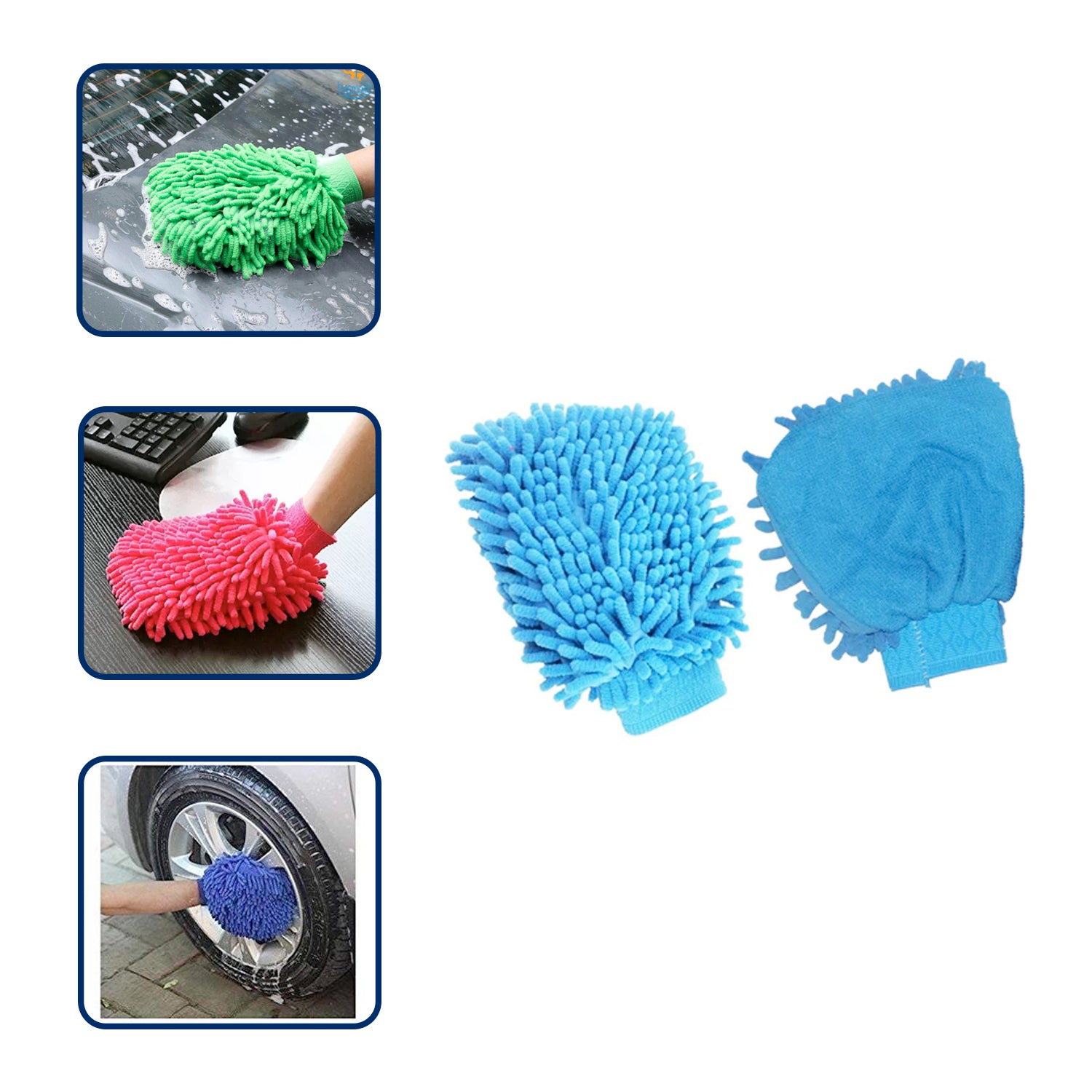 4917 Microfiber Wash and Dust Chenille Mitt Cleaning Gloves DeoDap