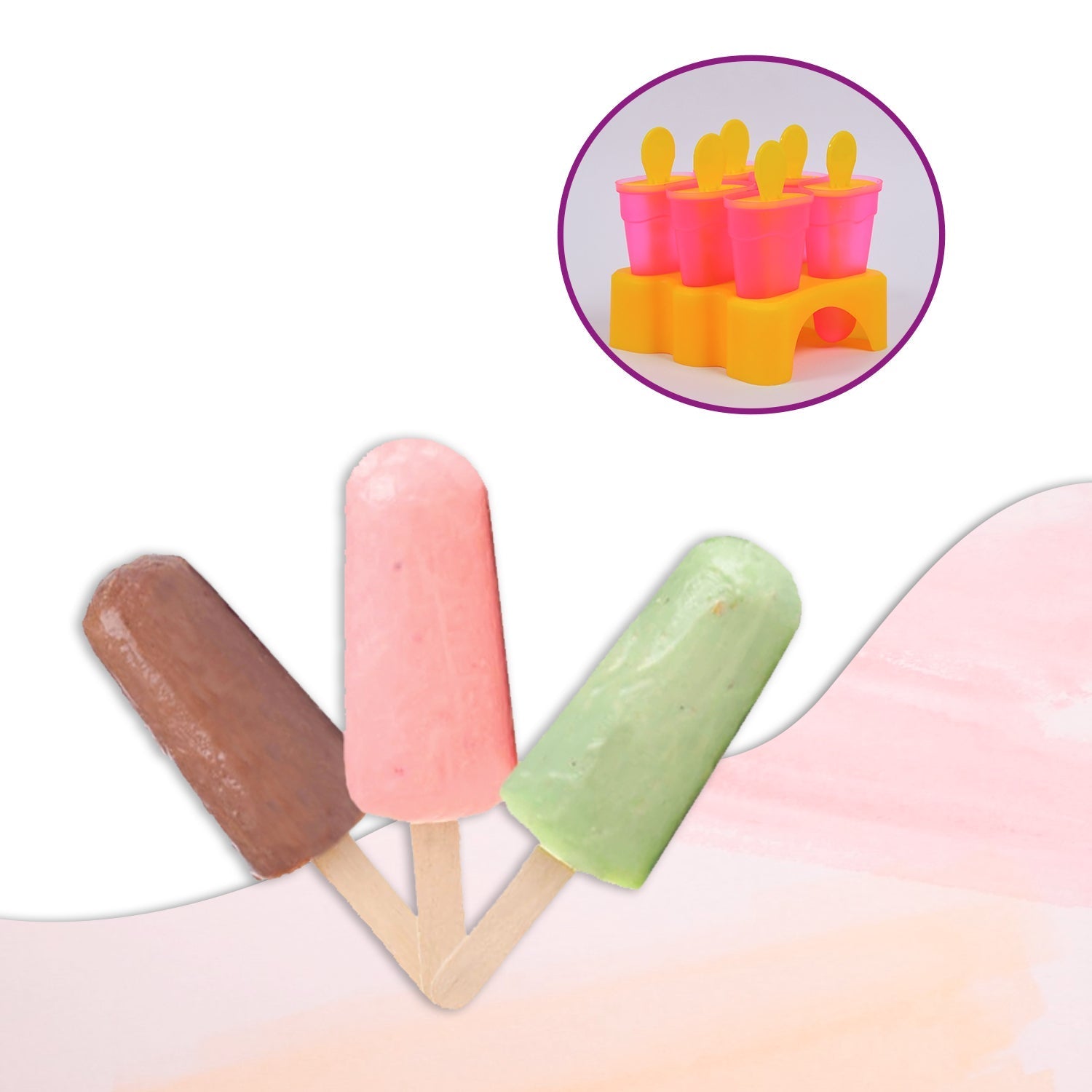 2261 Kulfi Maker Moulds Set Plastic Homemade Kulfi Mould 6pcs Set For Freezer Use DeoDap