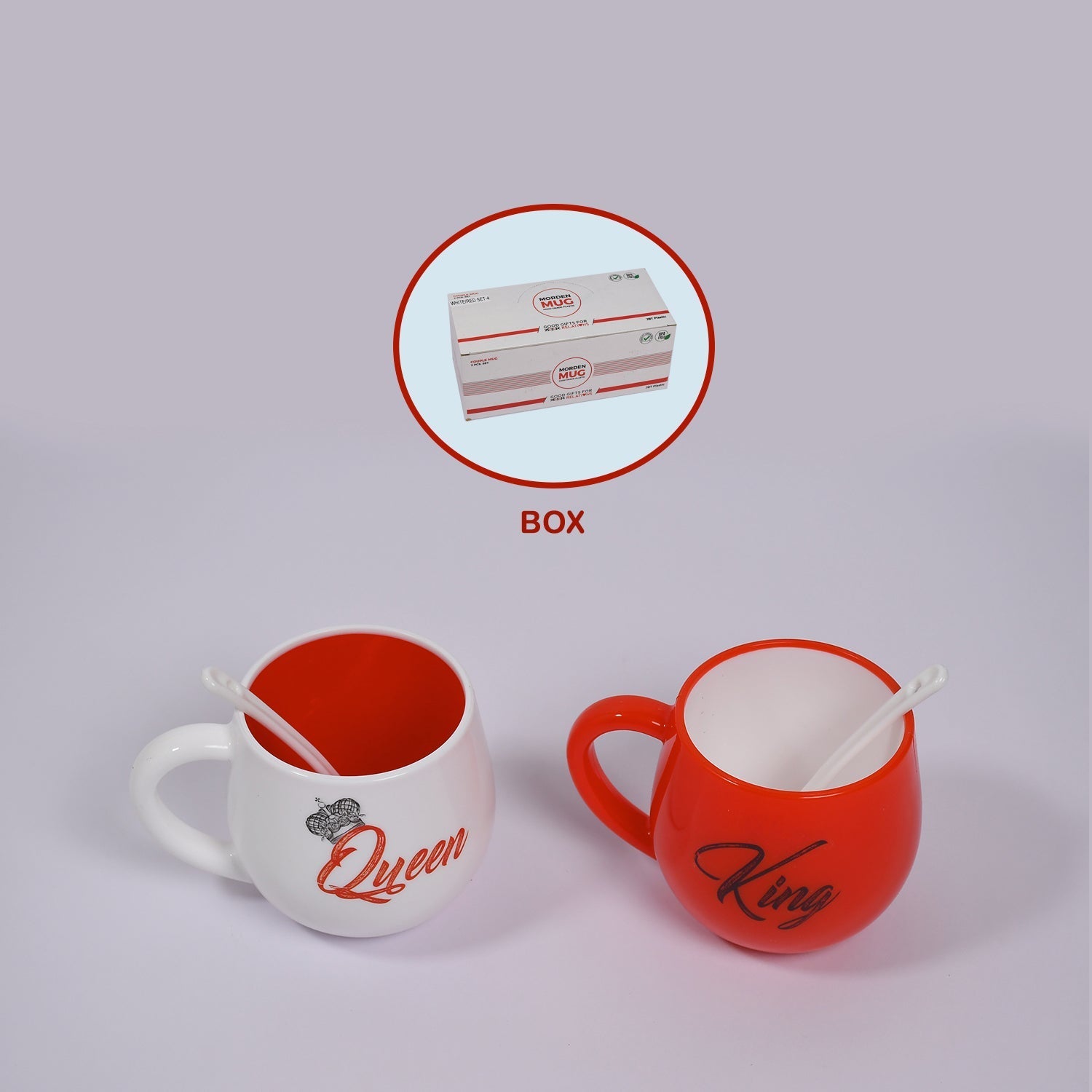 4764 King & Queen Printed Couple Matching Coffee/Tea Plastic Coffee Mug (300ml Set of 2) DeoDap